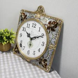 무소음 사각플라워 금도금 주물 벽시계 HCA-607G