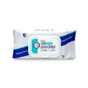 휴대용 물티슈 70매 캡형 무향 손세정 청결 티슈 (WFJ6D4V)