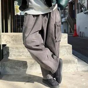 [다잇템]남자 스트릿 와이드핏 피그먼트 고무줄 면바지_P414353140