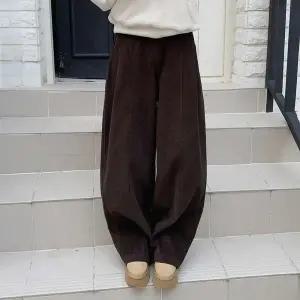 [다잇템]여자 고무줄 코듀로이 넓은 커브드 팬츠_P414352685