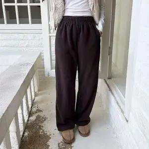 [다잇템]여자 추리닝 캐쥬얼 고무줄 보온 와이드핏 바지_P414354954