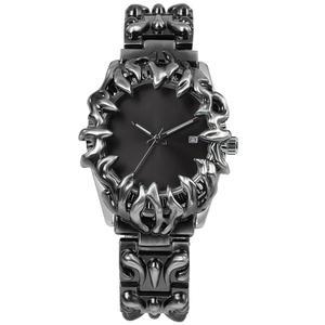 남성용 바라몬 시계 패션 빈티지 손목시계 캐주얼 고딕 스팀펑크 쿼츠 아날로그 핸드워치 힙합 쿨 에일리언 Y2K 남성
