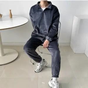 남자 반집업 조거 상하의 보온 뽀글이 양털 안감 세트 DMS-SET-Q412468...