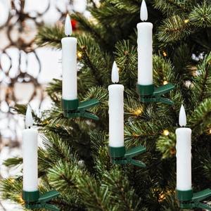 캔들 맞춤형 RGB LED 테이퍼 양초 조명 원격 Flameless 3D 심지 분위기 램프 및 클립 온 크리스마스 트리