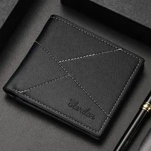 심플 디자인 지갑 빈티지 재봉선 포인트 남성 반지갑 남성반지갑
