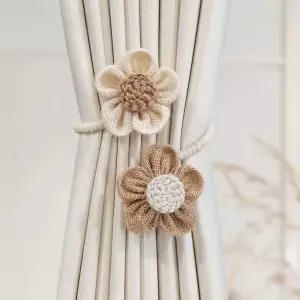 고급스러운 쌍 플라워 커튼끈 장식타이백 스트랩 버클 커튼끈 조화 커텐