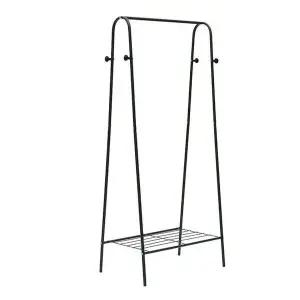 [하프클럽/]투데이룸 1단 선반 행거 60x130cm 블랙 스탠드행거