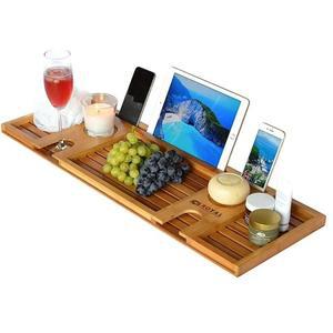 라포식 V1Pc 나무 수제 목욕 트레이 욕실 선반 패드/책/태블릿 홈 액세서리 욕조 랙 NJ72617에 적용