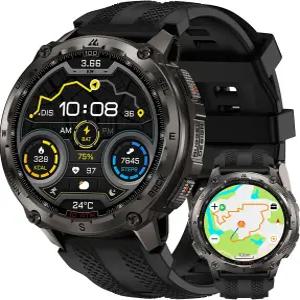 KOSPET Tank T4 남성용 스마트워치 풀 스테인리스 스틸 6개 위성 GPS 및 오프라인 지도 100M 방수 45m