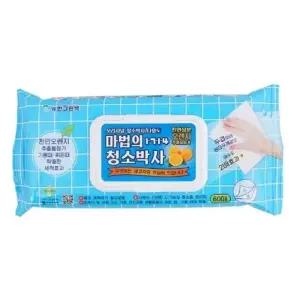 마법의 청소박사 물티슈 60매 캡형 기름때 찌든째 기름때물티슈