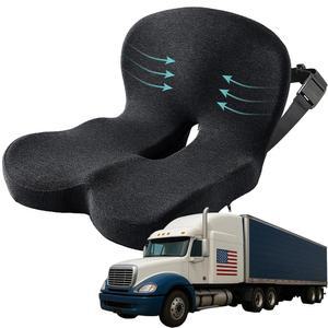 트럭 운전자를 위한 메모리 폼 시트 쿠션, 사무용 의자, 카시트, 꼬리뼈를 시아티카 릴 베개, 장시간 앉아서 운전할 수 있는 인체공학적 압력 패드(블랙)