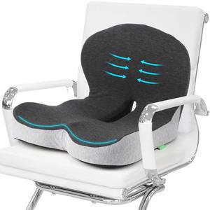 트럭 운전자를 위한 오미스타 메모리 폼 시트 쿠션, 통기성 커버가 있는 인체공학적 등받이 및 요추 지지를 L자형 디자인, 미끄럼 방지 바닥, 17.3 x 16.5 12.6 인치