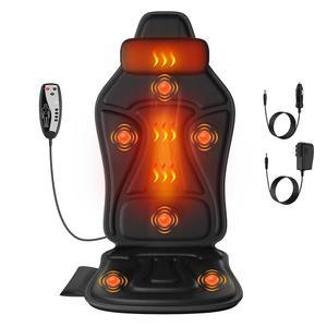 온열이 포함된 컴 릴랙스 백 마사지기, 2단계 난방 및 6단계 진동이 리클라이너용 마사지 의자 패드, 노인, 직장인 가족을 위한 시트 쿠션, 사무실, 가정 여행 시 피로 기능이 있습니다