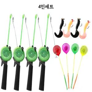 산천어축제 일체형 얼음낚시대 4인세트 송어 빙어 채비