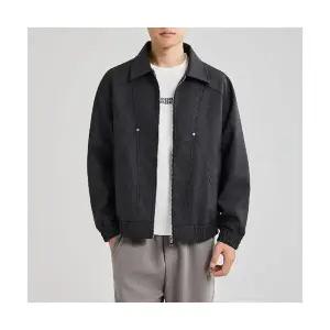 키체샵 남성 항공 점퍼 물결무늬 PU가죽 자켓 가을 도시 빈티지 가죽 재킷 HO3