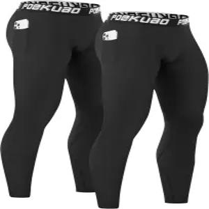 포켓 러닝 레깅스를 착용한 남성용 푸쿠아오 컴프레션 팬츠 운동용 베이스 레이어 타이츠 체육관 농구화