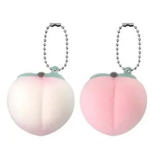 복숭아 패브릭 스퀴시 키링  4개  WFGJH7R