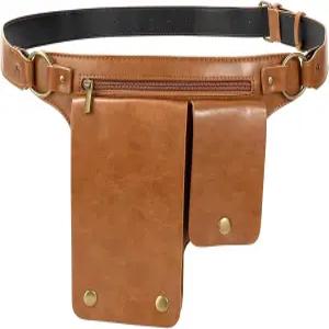 여행 하이킹을 위한 JASGOOD 허리 가방 가죽 패니 팩 빈티지 르네상스 벨트 페스티벌 파우치 가짜 힙백