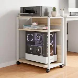 컴퓨터 본체 선반 이동식 데스크탑 거치대 받침대 PC 다이 원목 트레이 바퀴형 수납