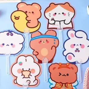 귀여운 캐릭터 양면 부채 여름 더위 휴대용 손부채 (WFK9FLC)