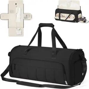 WANDF 전환 가능한 여행용 의류 가방 젖은 포켓 캐리 포함 더플 백 투인원 퍼프 걸이 비행기 비즈니스 주말