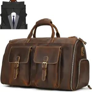 남성 가죽 의류 가방 여행용 더플 가방에 컨버터블 캐리 2개 걸이 여행 1개 포함