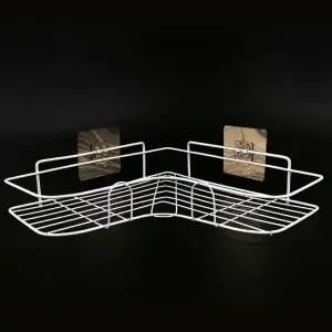 욕실 코너 정리선반 화이트 부착형 수납 선반 공간 절약 (WFK9QBU)