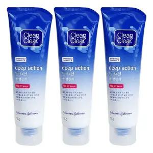 클린앤클리어 딥액션 폼 클렌저 120g X 3개징 클렌 세안제 폼징 징폼 클렌져 크린싱 자극 순한 남성