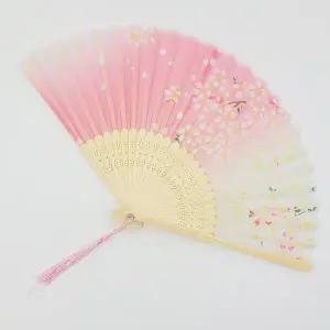 고품질 대나무부채 일본 접이식 수채화부채(핑크 벚꽂) 대나무부채 (WFKA029)