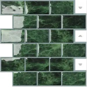 DEWOO 다크 그린 필 앤 스틱 서브웨이 타일 백스플래시 주방 욕실 벽용 접착식 벽돌 스티커 10장 12 ×12