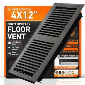 4X12 바닥 통풍구, 메쉬 커버 트랩, 열 및 공기, HVAC 덕트용 보행 가능한 금속 레지스터, 컨템포러리, 다크 그레이로 레지스터