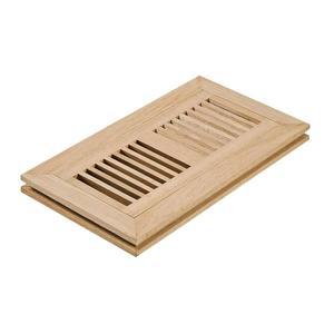 라조 레드 오크 우드 플러시 마운트 플로어 레지스터 통풍구 커버, 4x10인치(덕트 개구부), 두께 3/4인치, 댐퍼 포함, 미완성