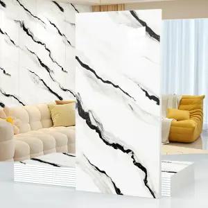 10개의 마블 필 앤 스틱 방수 벽 패널 백스플래시 타일-23.6 x11.8 PVC 폼 스티커 주방 거실 침실 TV 흑백