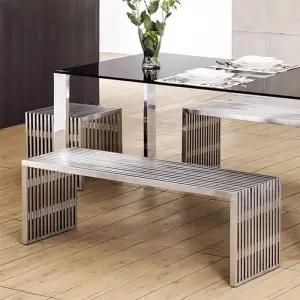 스텐 벤치 의자 야외 테라스 공원 카페 평벤치 휴게실 야외용 철제 긴의자