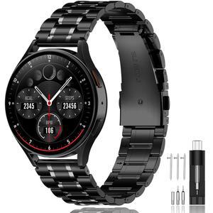 SUPLINK 스테인리스 스틸 밴드 갤럭시 워치 7 6 5 4 44mm 40mm / 프로 45mm 클래식 43mm 47mm 46mm 42mm 액티브 2, 20mm 메탈 스트랩 남성, 블랙