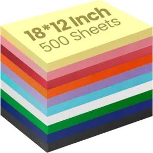 야헨다 500피스 12인치 x 18인치 건설 용지 다양한 색상 경량 카드 재고 대량 공예 드로잉 DIY 아트 프린터