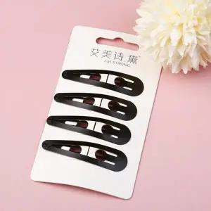 [골드스마일]무지똑딱핀 고정 잔머리 검정물방울형4개 정리 헤어핀