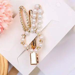 [골드스마일]여성룩헤어핀 진주 큐빅 귀엽고 화려한 메탈핀