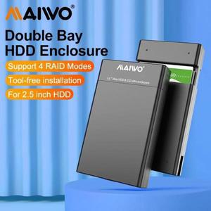 MAIWO 듀얼 베이 2.5인치 외장형 HDD SSD 케이스 어레이 하드 드라이브 인클로저용 4 RAID USB 3.0-SATA