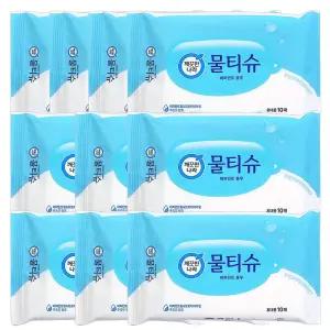 깨끗한나라 페퍼민트 휴대용 물티슈 10매 X 10팩