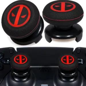 Playrealm FPS 썸스틱 익스텐더 및 프린팅 고무 실리콘 그립 커버 PS5 PS4 컨트롤러용 2세트 (이모탈)