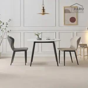 라로퍼니처 앤디 1050 원형 포세린 통 세라믹 식탁 세트  식탁+의자2)