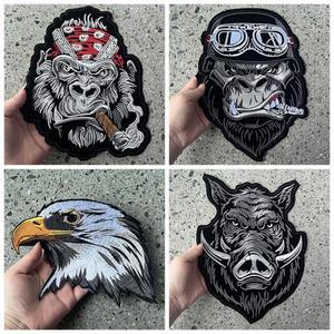 원숭이 동물/뒤 패치 의류 대형 자수 철 자 켓에 열 접착 바이커 바느질