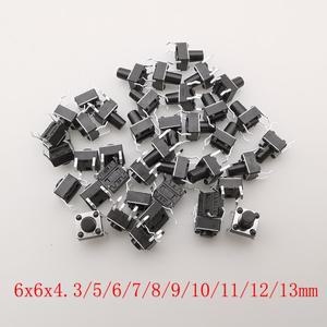 50Pcs 촉각 택트 미니 소형 호환 푸시 버튼 스위치 6x6mm 4Pin PCB 패널 순간 자체 재설정 6x6x4.3/5/6/7/8