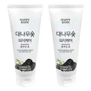 해피바스 대나무숯 피지흡착 클렌징폼 200ml 2개 블랙헤드제거 세안제