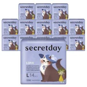 [시크릿데이] 시크릿데이 러브 날개형 생리대 대형 14Px14팩