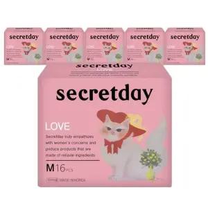 [시크릿데이] 시크릿데이 러브 날개형 생리대 중형 16Px6팩