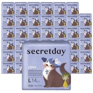 [시크릿데이] 시크릿데이 러브 날개형 생리대 대형 14Px42팩