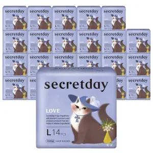 [시크릿데이] 시크릿데이 러브 날개형 생리대 대형 14Px24팩