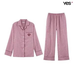 [롯데백화점]예스 타탄체크 하트 여성 파자마 잠옷 세트 YSWNB852